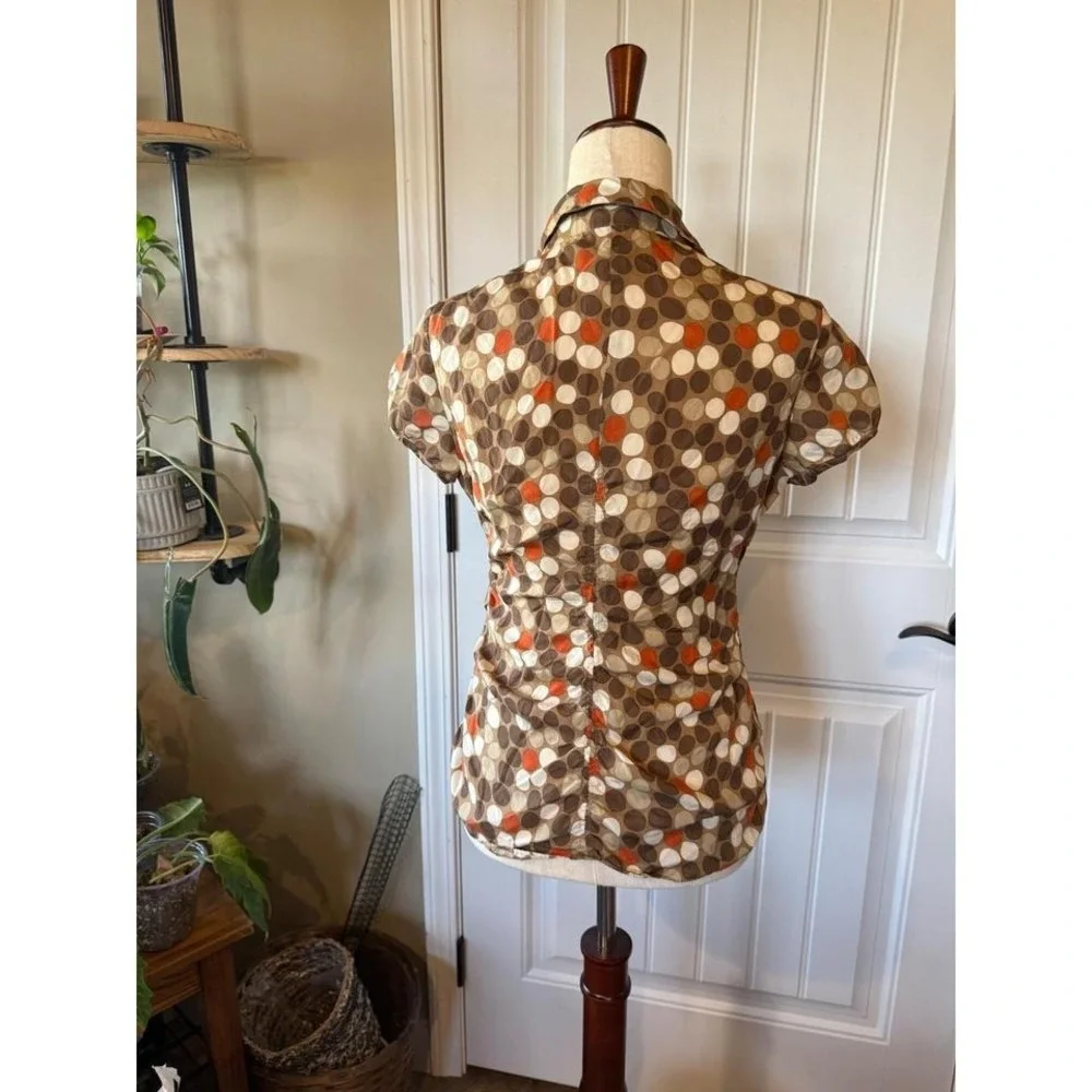 MICHAEL Michael Kors Women's 4P Silk Short Sleeve Button Up Shirt Polka Dot - Picture 2 of 6